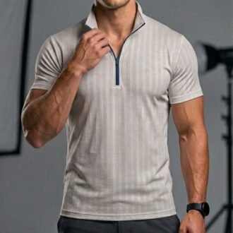 Urban Elite – Quarter-Zip Ribbed Polo